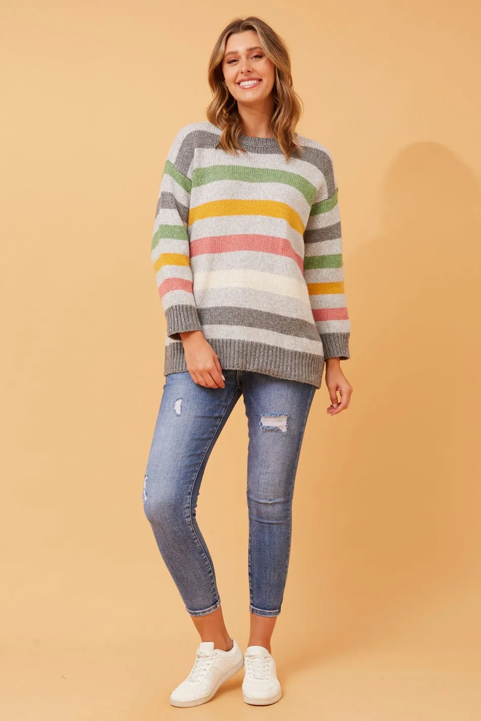 GAVIN STRIPE PATTERN KNIT JUMPER