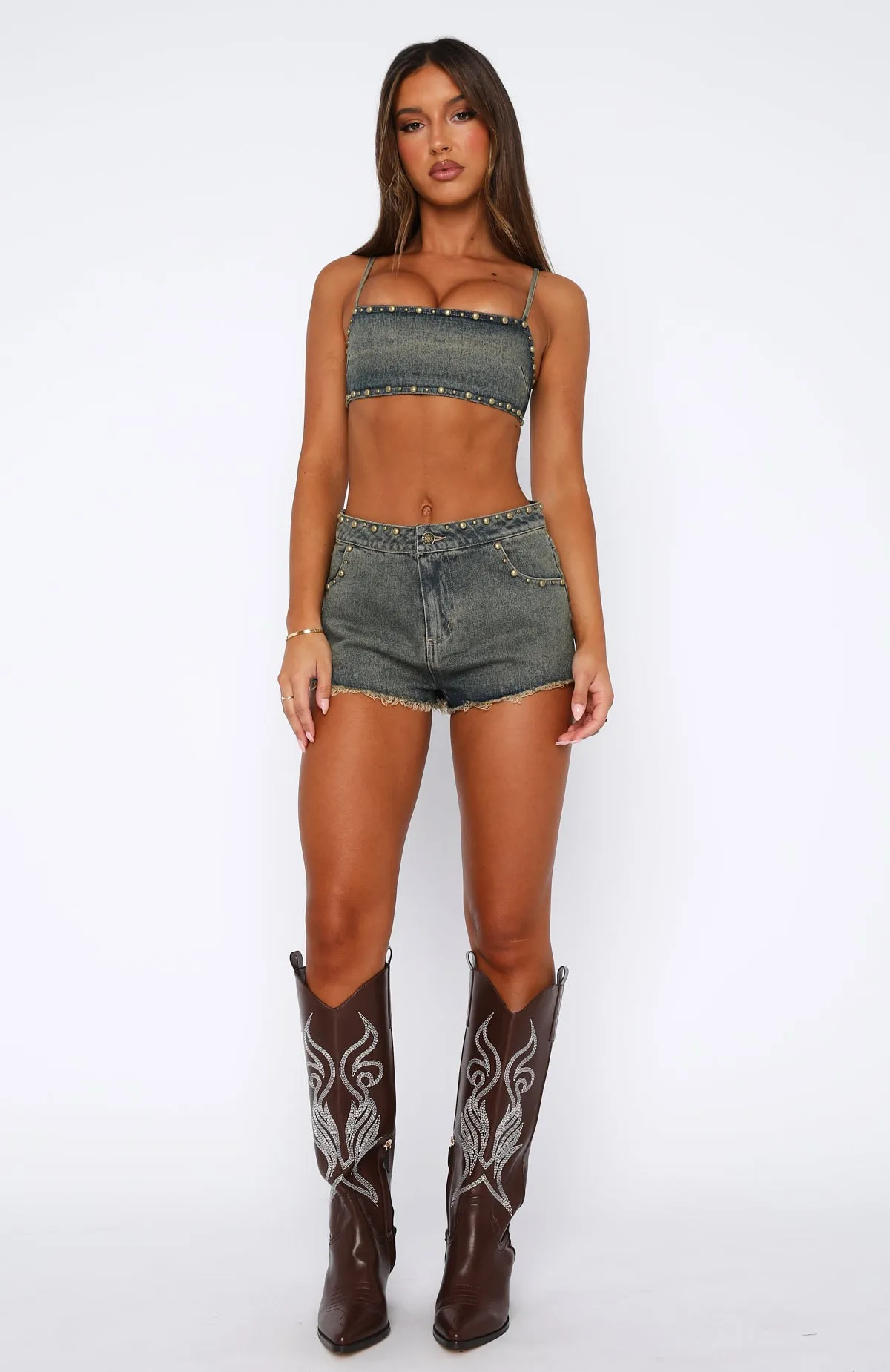 Get Shaky Denim Shorts Hazel Wash