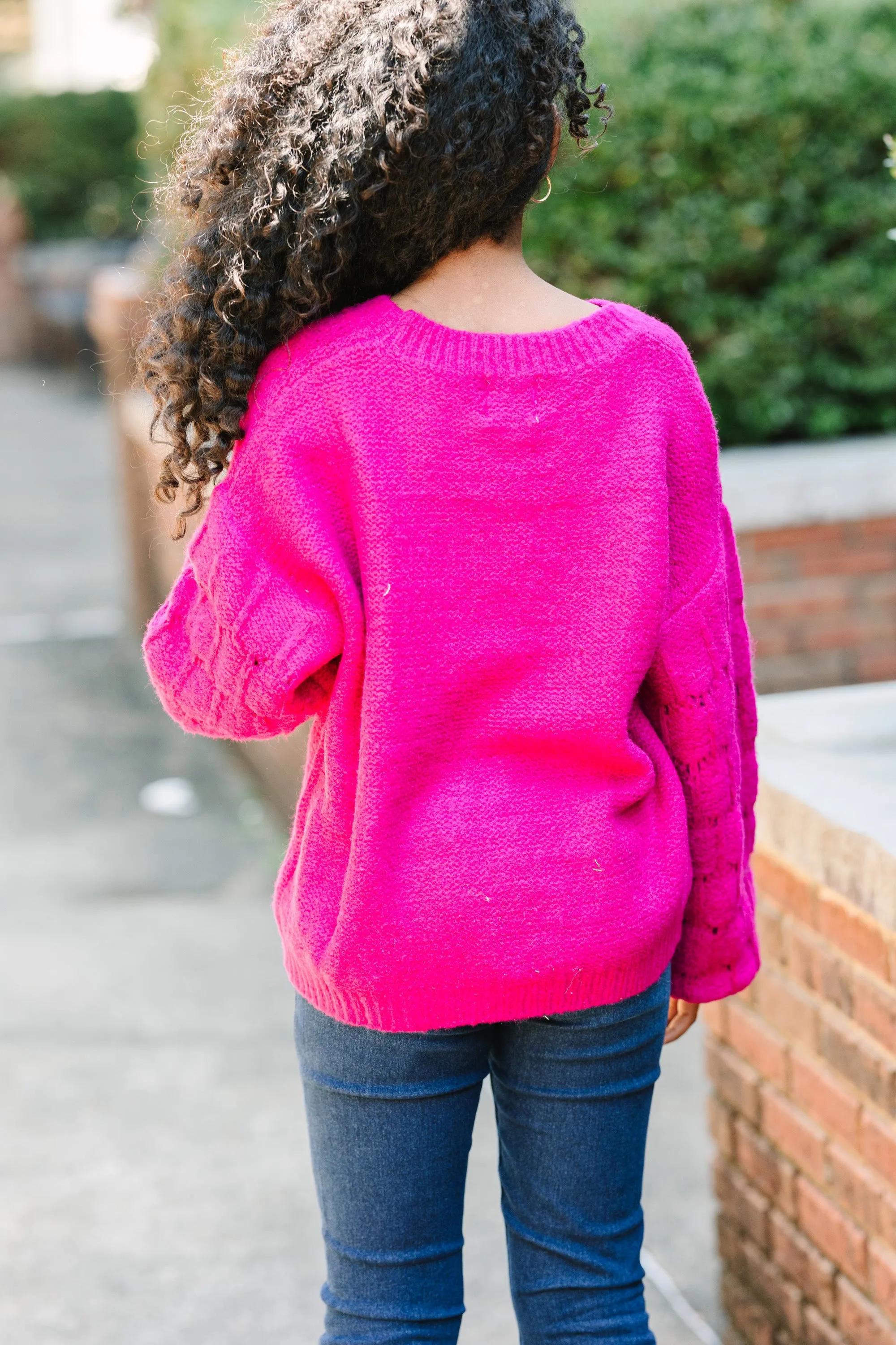 Girls: Feeling Close To You Magenta Purple Textured Sweater