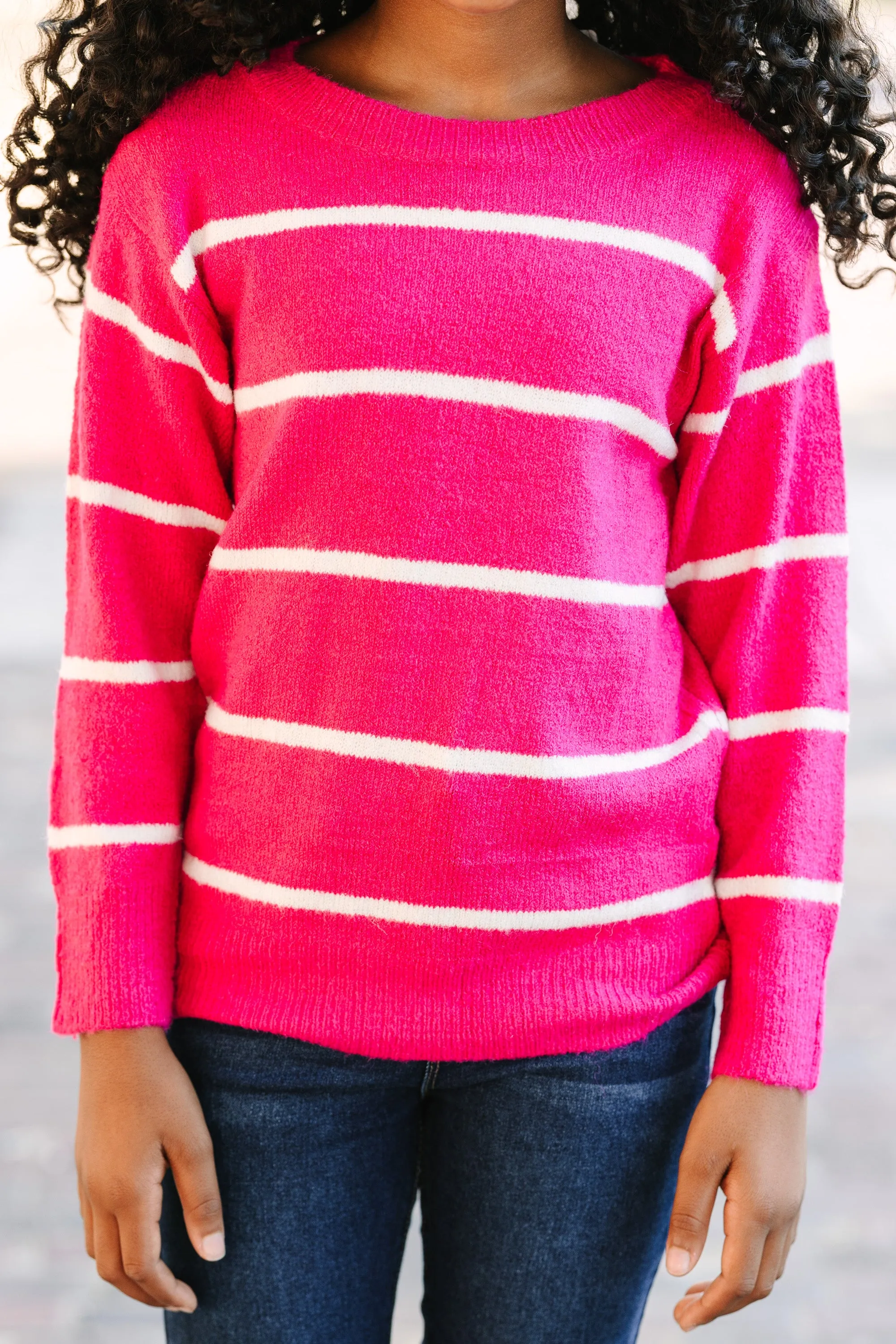 Girls: Have Your Fun Pink Striped Sweater