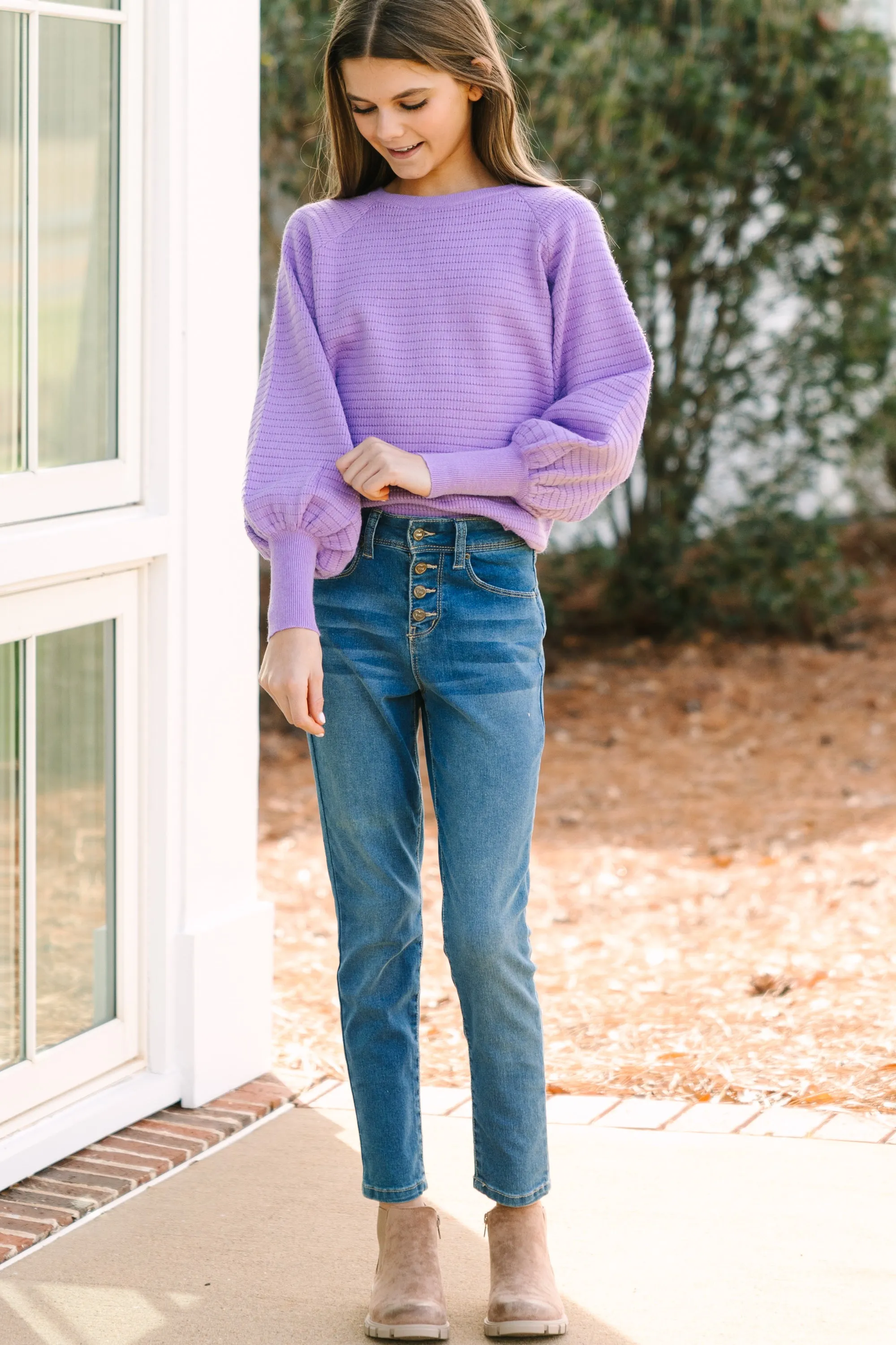 Girls: In The Works Lavender Purple Sweater