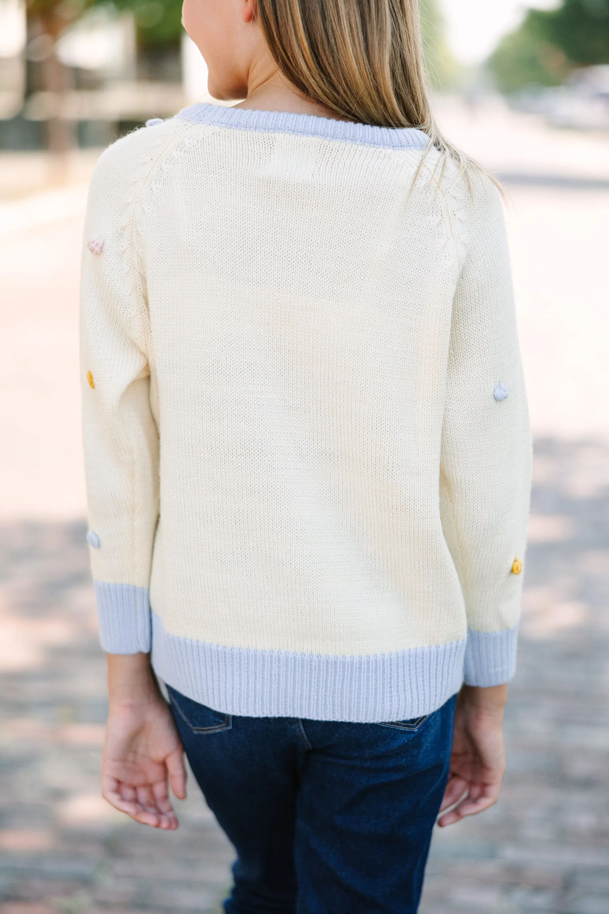 Girls: Multicolor Pom Pom Sweater Top