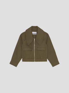 Heavy Twill Wide Collar Short Jacket