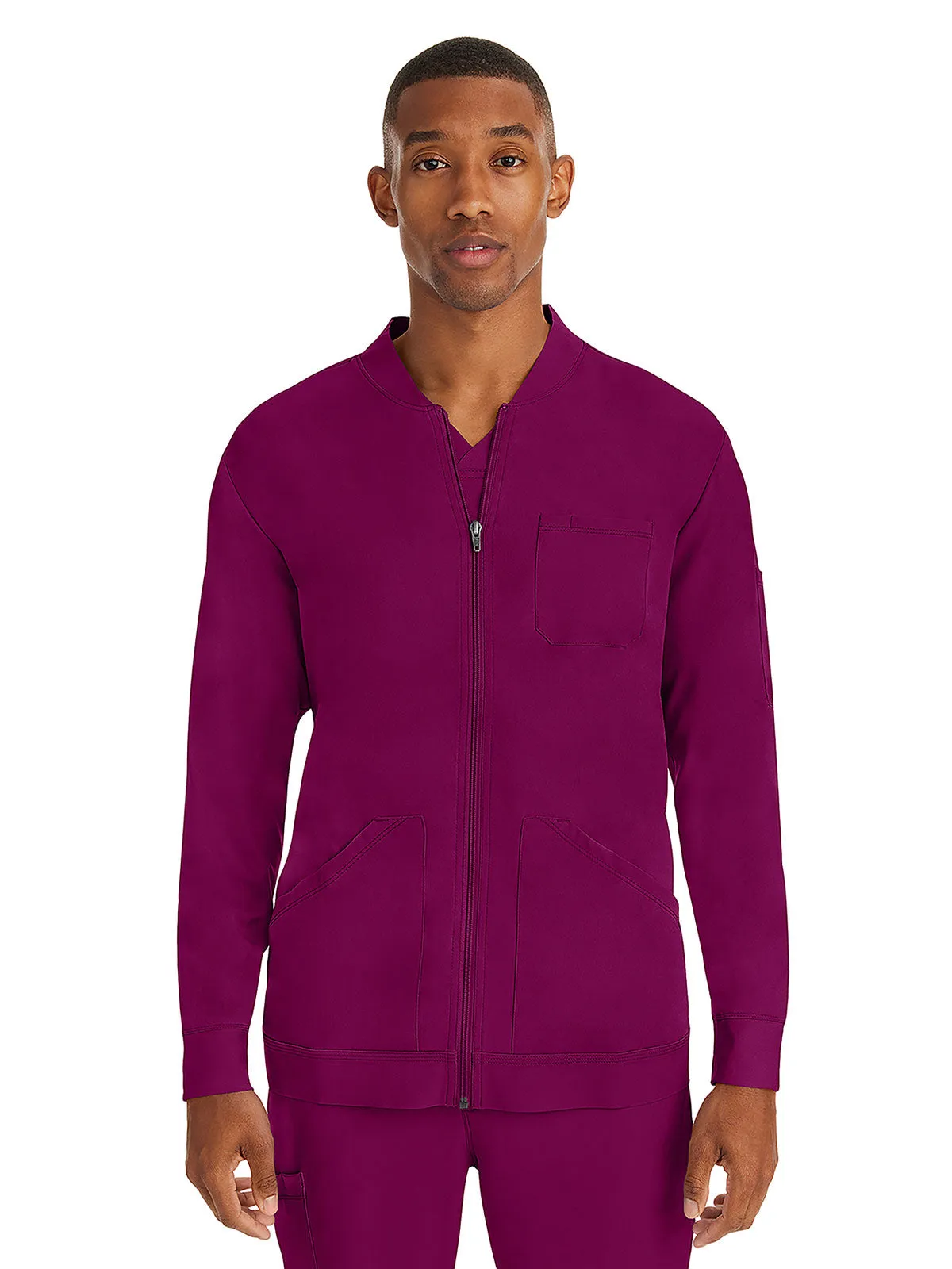 HH Works - Men's Michael Zip Front Solid Scrub Jacket