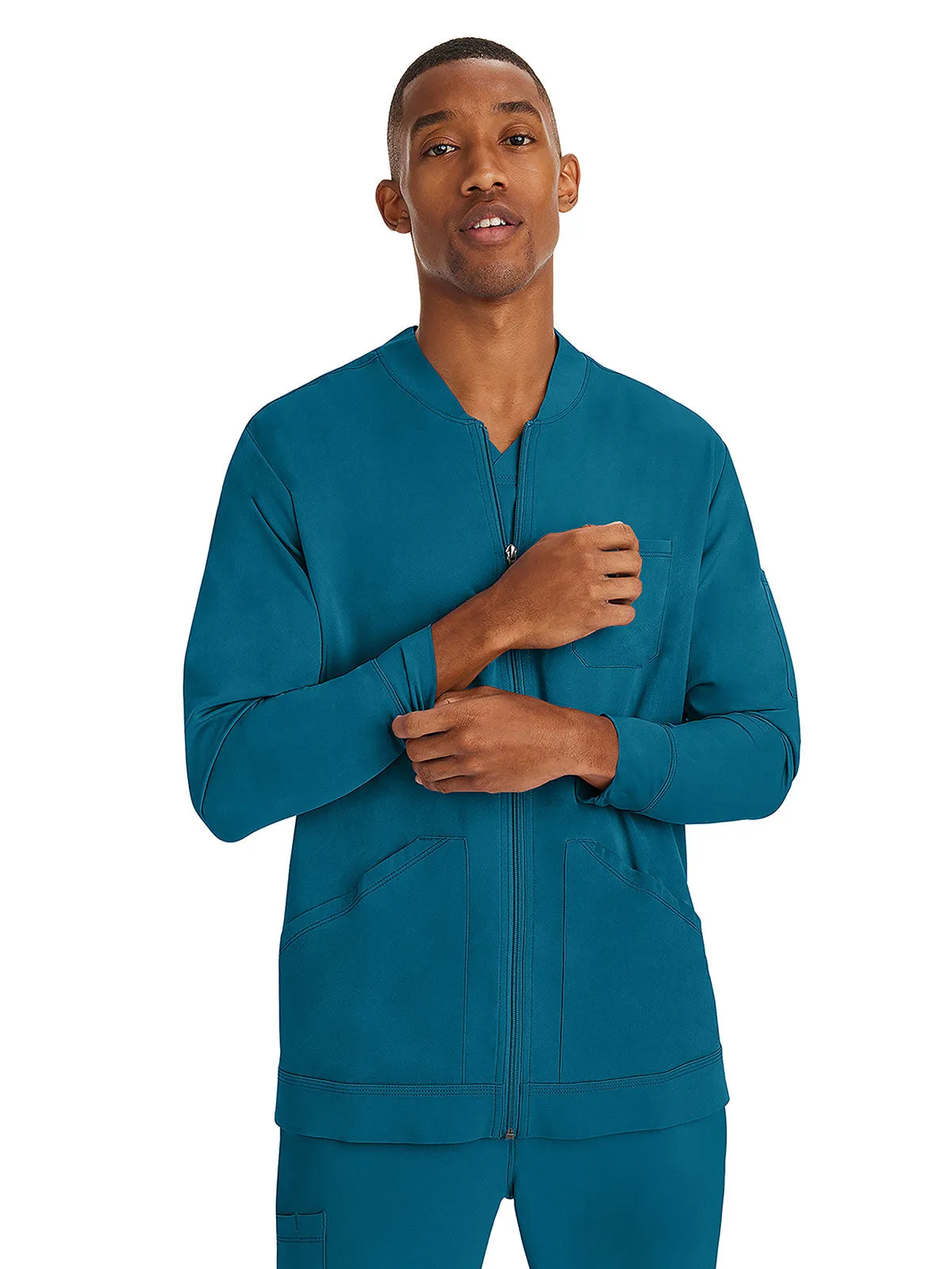 HH Works - Men's Michael Zip Front Solid Scrub Jacket