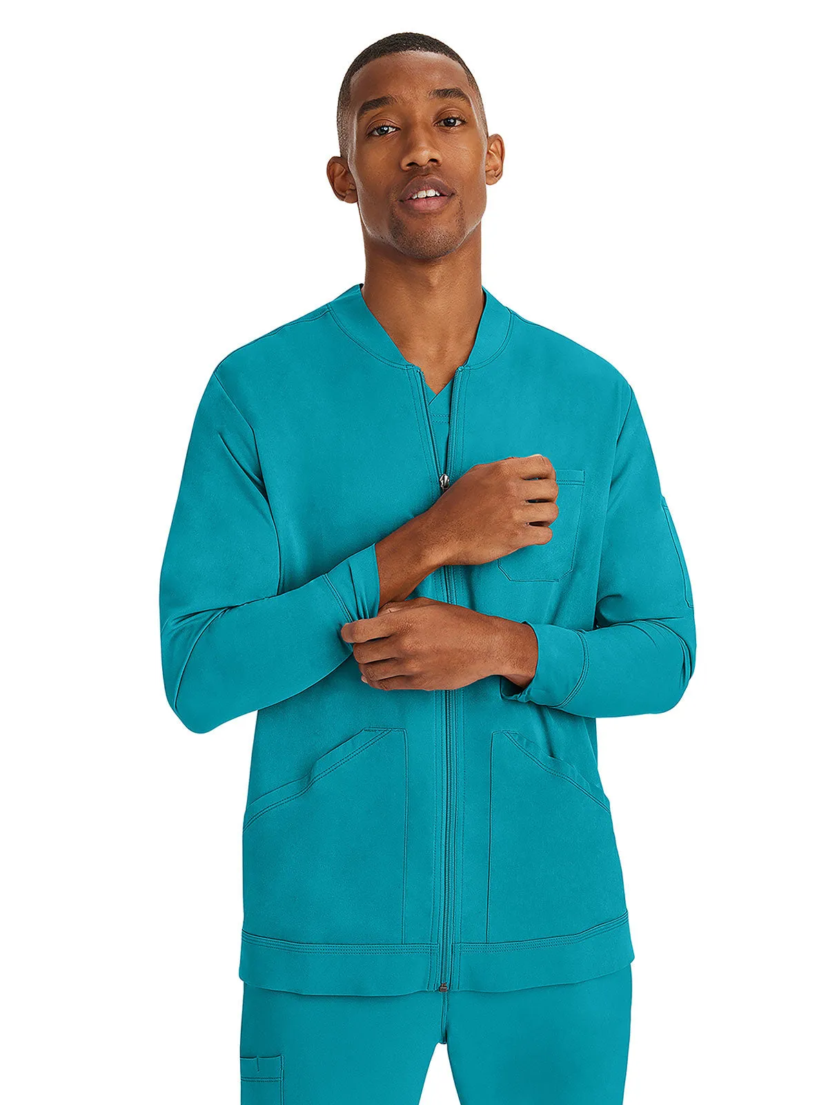 HH Works - Men's Michael Zip Front Solid Scrub Jacket