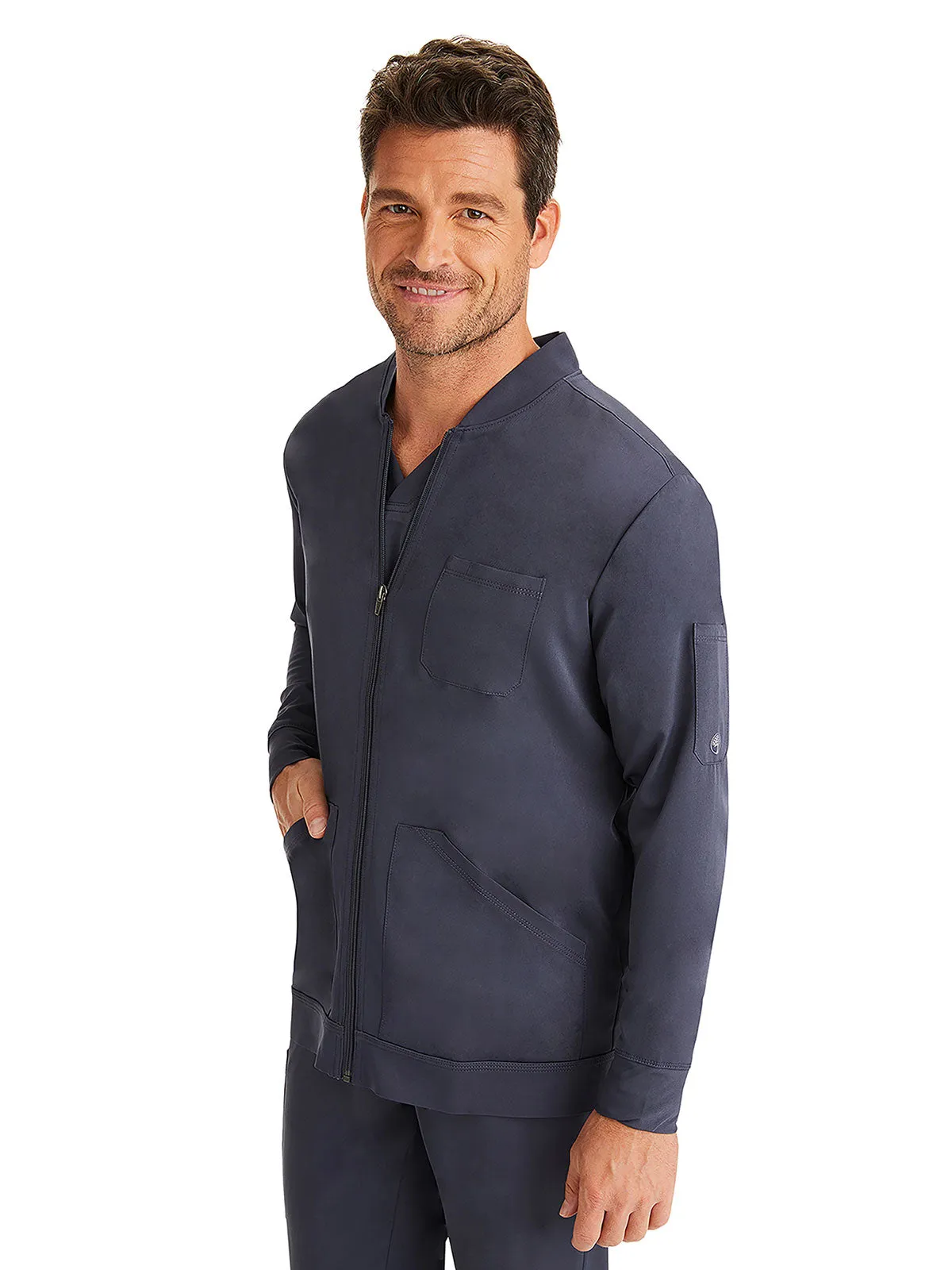 HH Works - Men's Michael Zip Front Solid Scrub Jacket