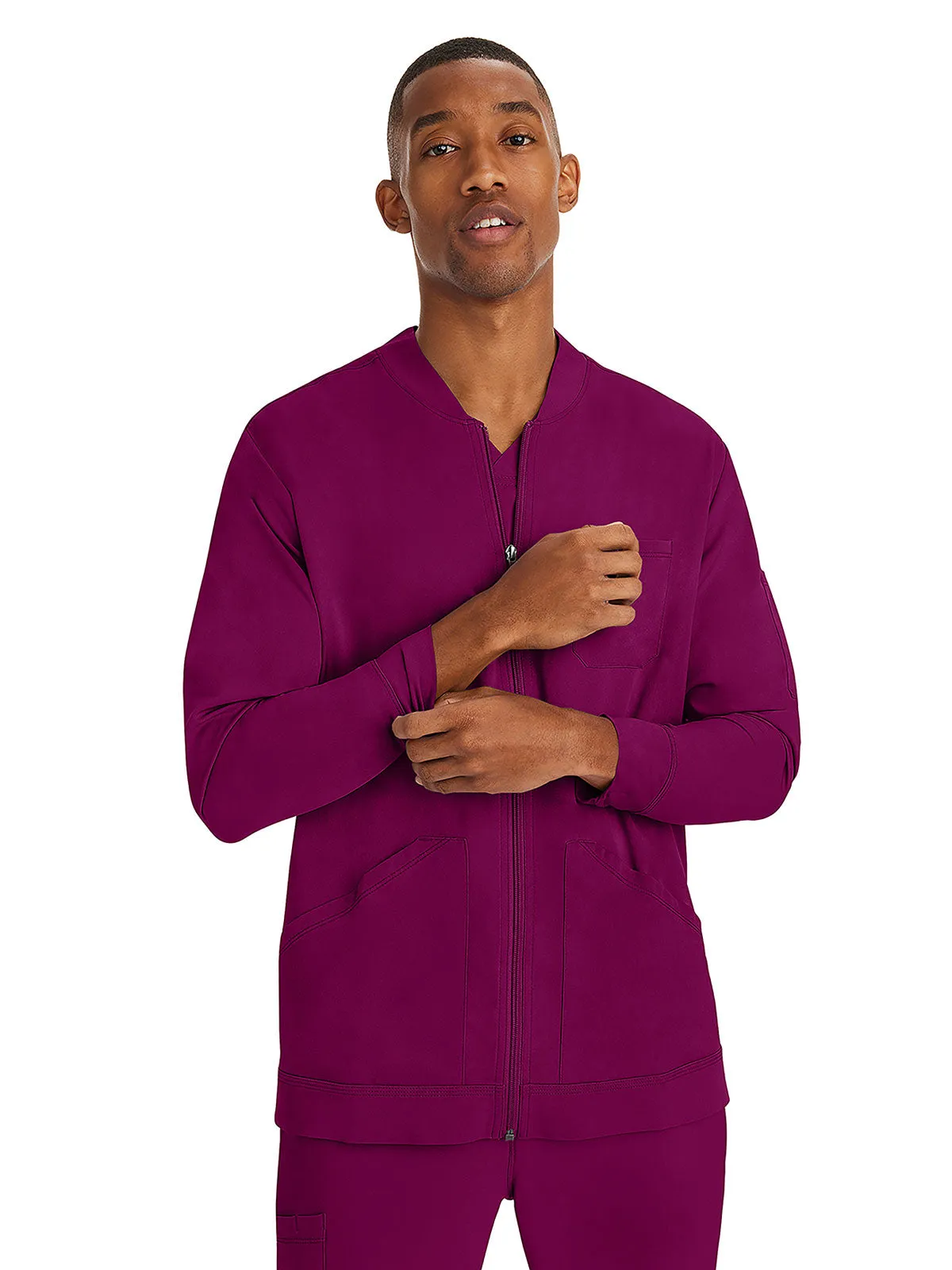 HH Works - Men's Michael Zip Front Solid Scrub Jacket