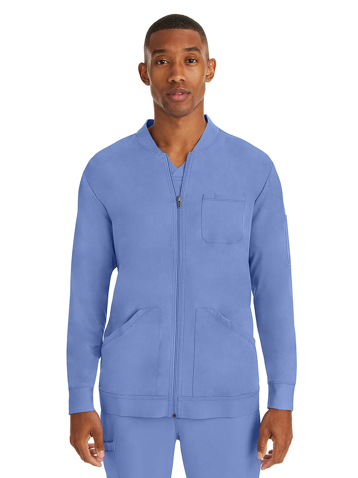 HH Works - Men's Michael Zip Front Solid Scrub Jacket