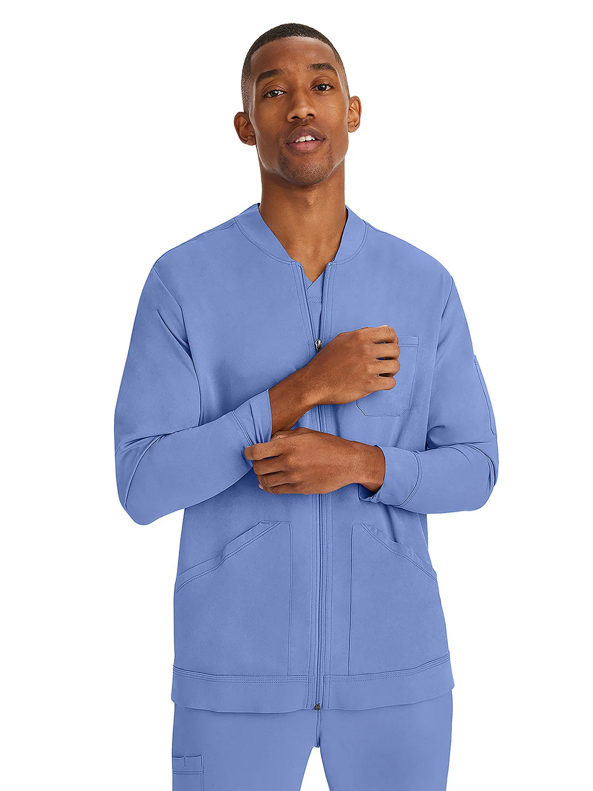 HH Works - Men's Michael Zip Front Solid Scrub Jacket