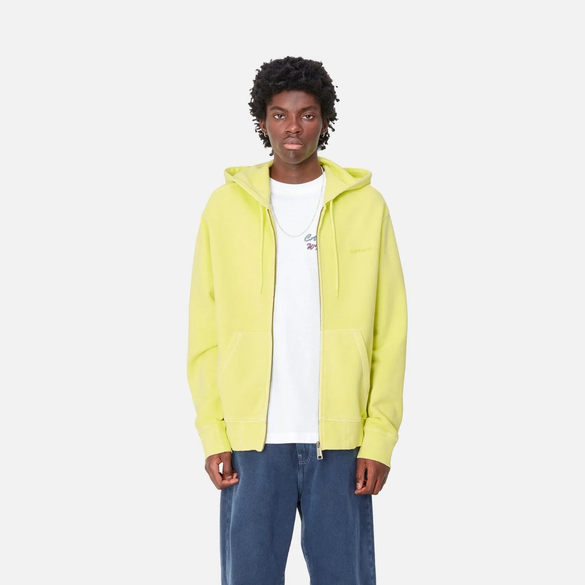 Hooded Duster Script Jacket | Arctic Lime