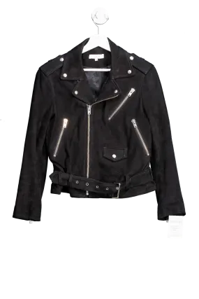 IRO Black Ashville Suede Leather Jacket UK 12