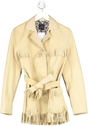 Joe's Jeans Beige Suede Fringe Belted Jacket UK S