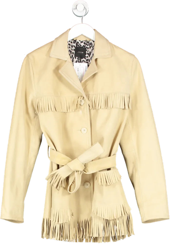 Joe's Jeans Beige Suede Fringe Belted Jacket UK S