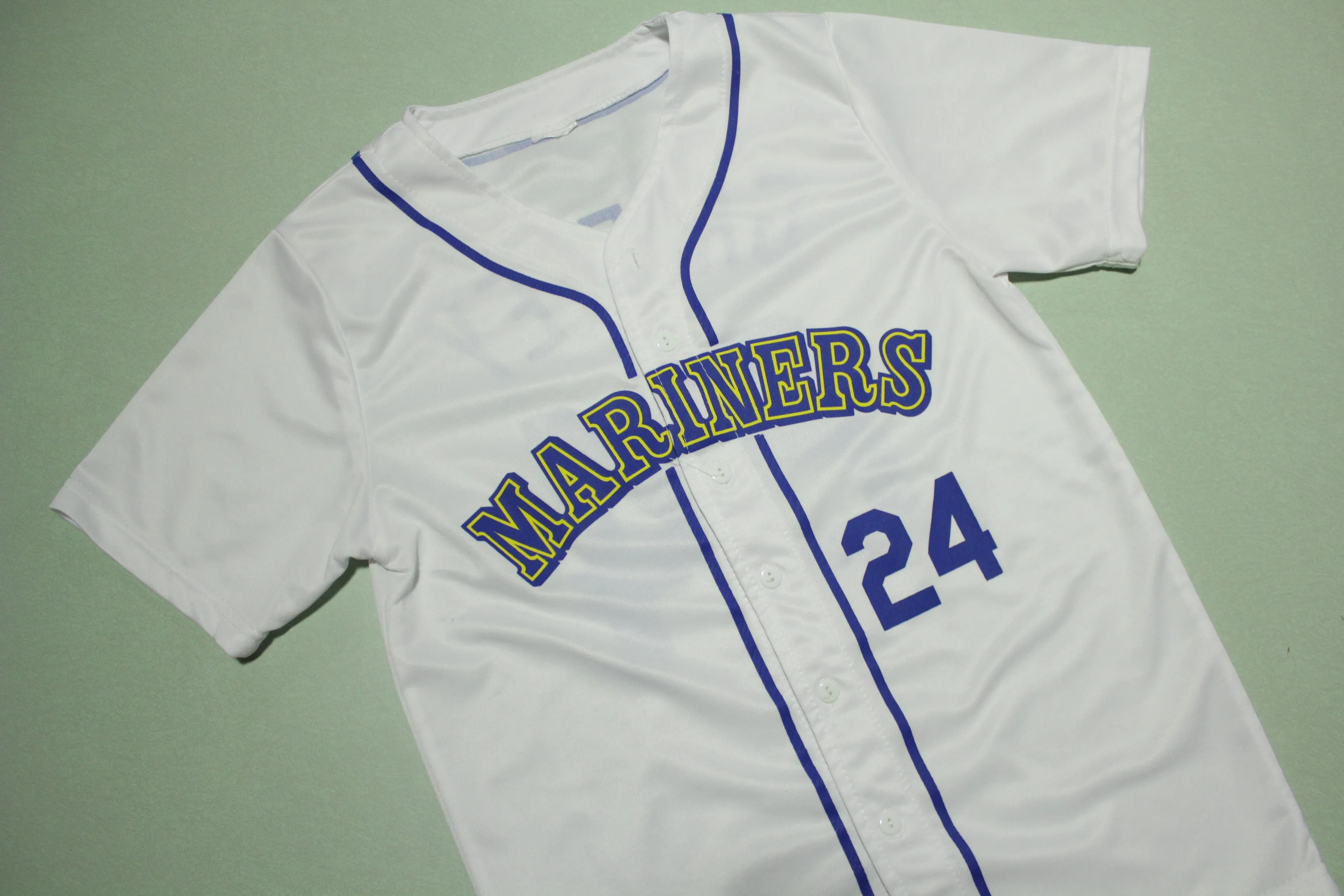 Ken Griffey Jr. 24 Vintage Seattle Mariners Button Up White Baseball Jersey