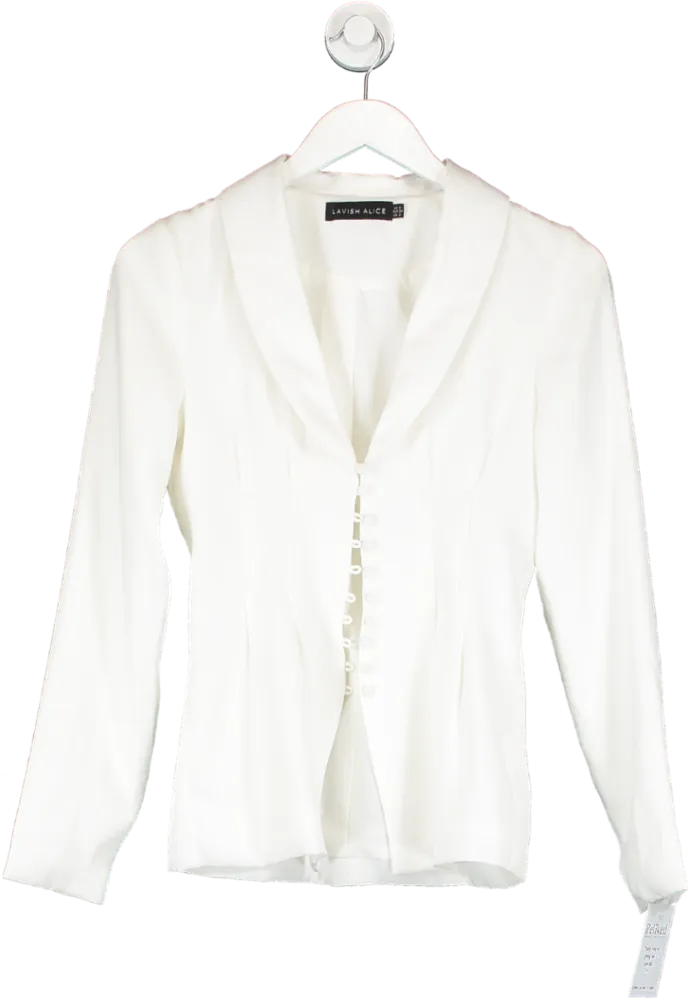 Lavish Alice White Button Front Jacket UK 6