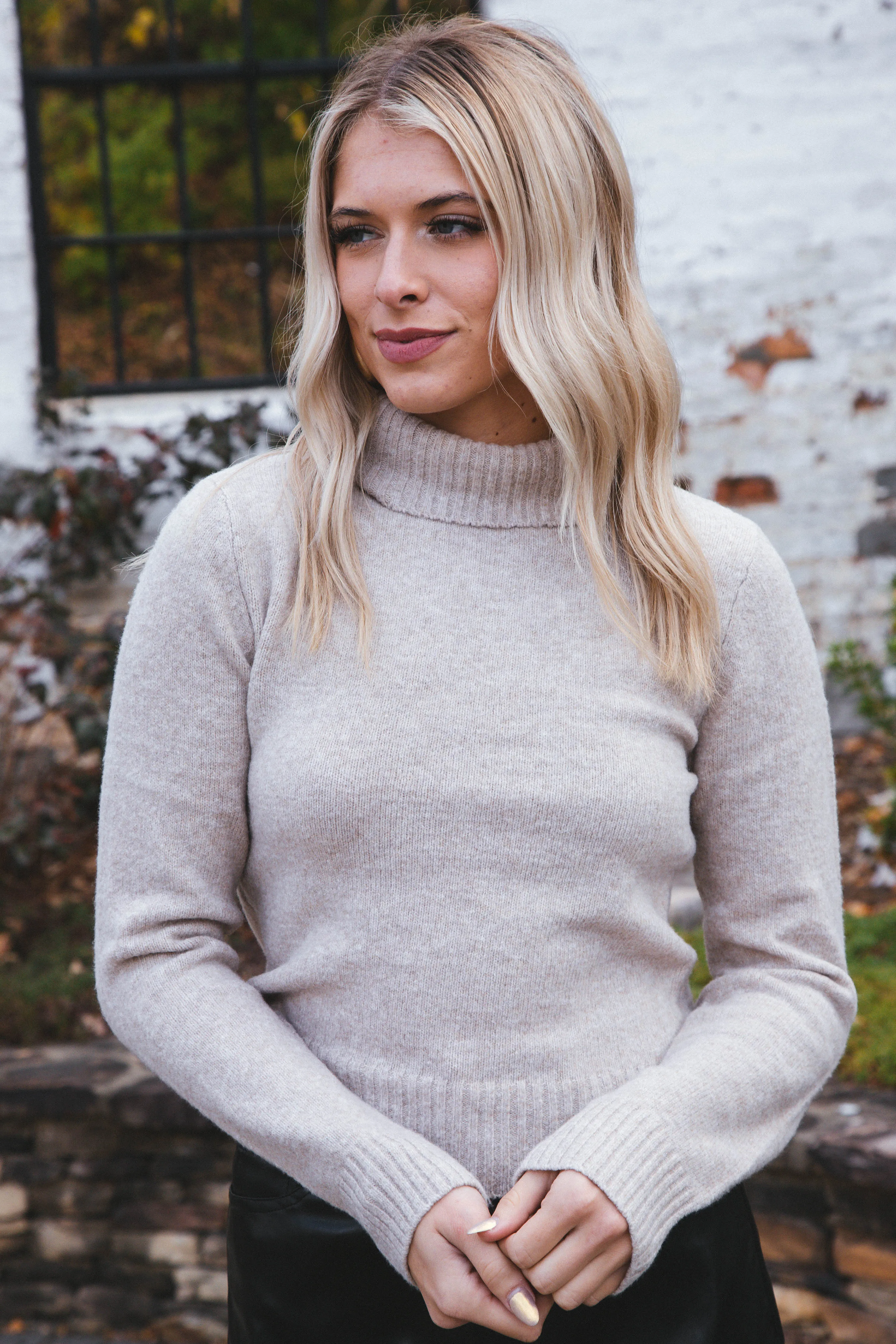 Lessie Turtleneck Sweater, Oatmeal