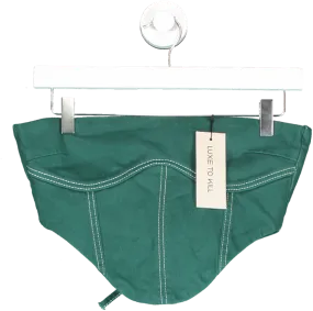 Sure! Here’s an optimized English title for the e-commerce product:

Chic Teal Green Denim Corset Top - Luxe Style for UK Size 8

This title emphasizes the style and color while indicating the size and luxury aspect of the product.