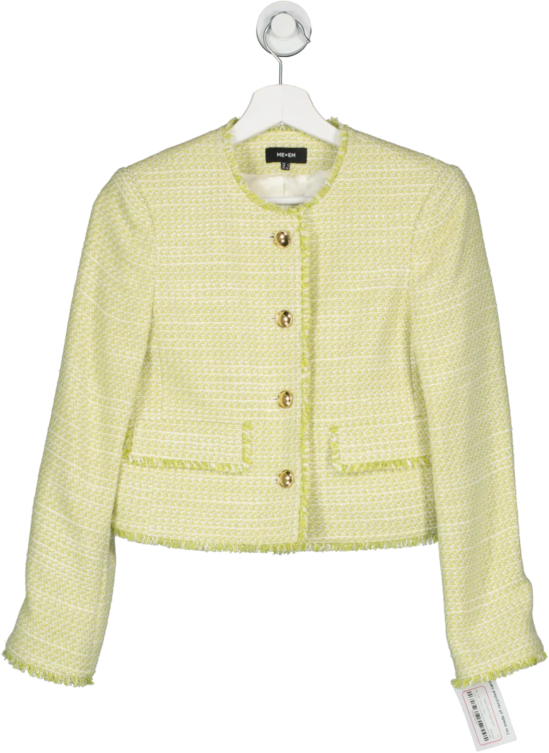 ME   EM Green Italian Tweed Cropped Jacket UK 6