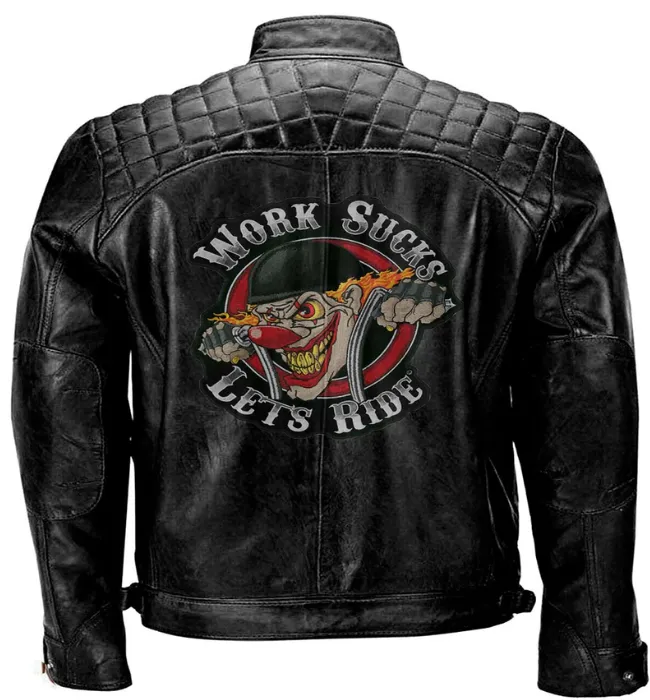 Mens Biker Leather Jacket Vintage Genuine Leather