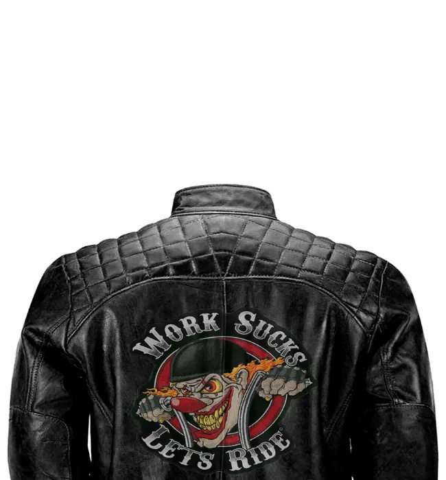 Mens Biker Leather Jacket Vintage Genuine Leather