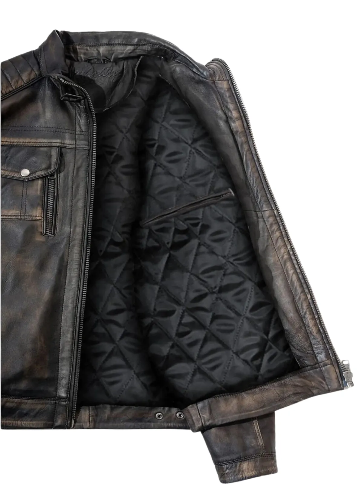 Mens Vintage Biker Leather Jacket