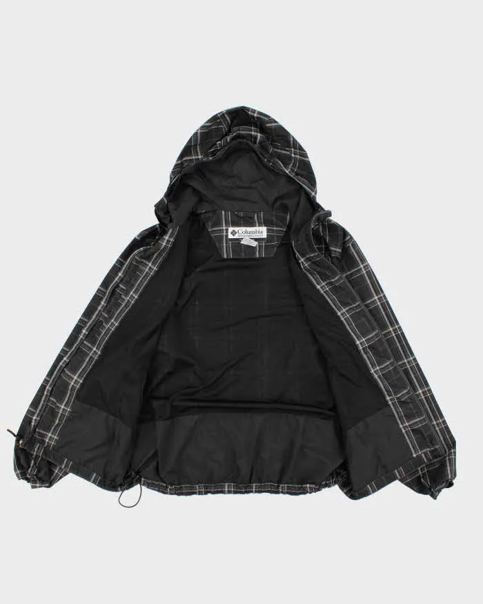 Men's Vintage Black Checked Columbia Zip Up Hooded Jacket - M