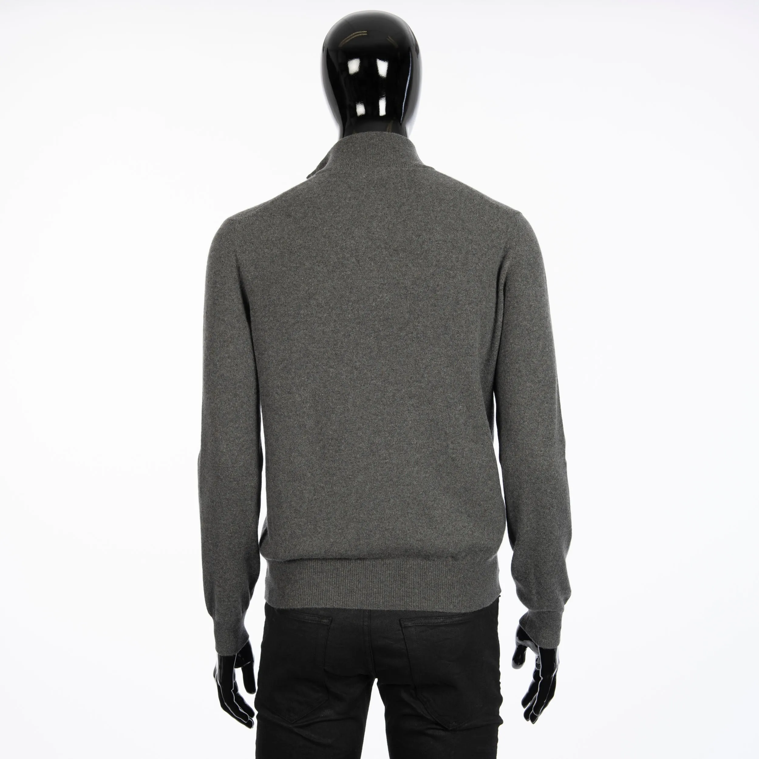 Mezzocollo Half Zip Sweater In Gray Melange Baby Cashmere