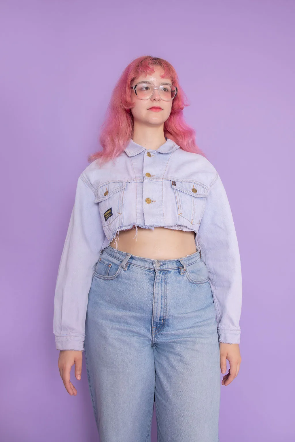 MK VINTAGE SOFT LILAC DENIM JACKET talla ML