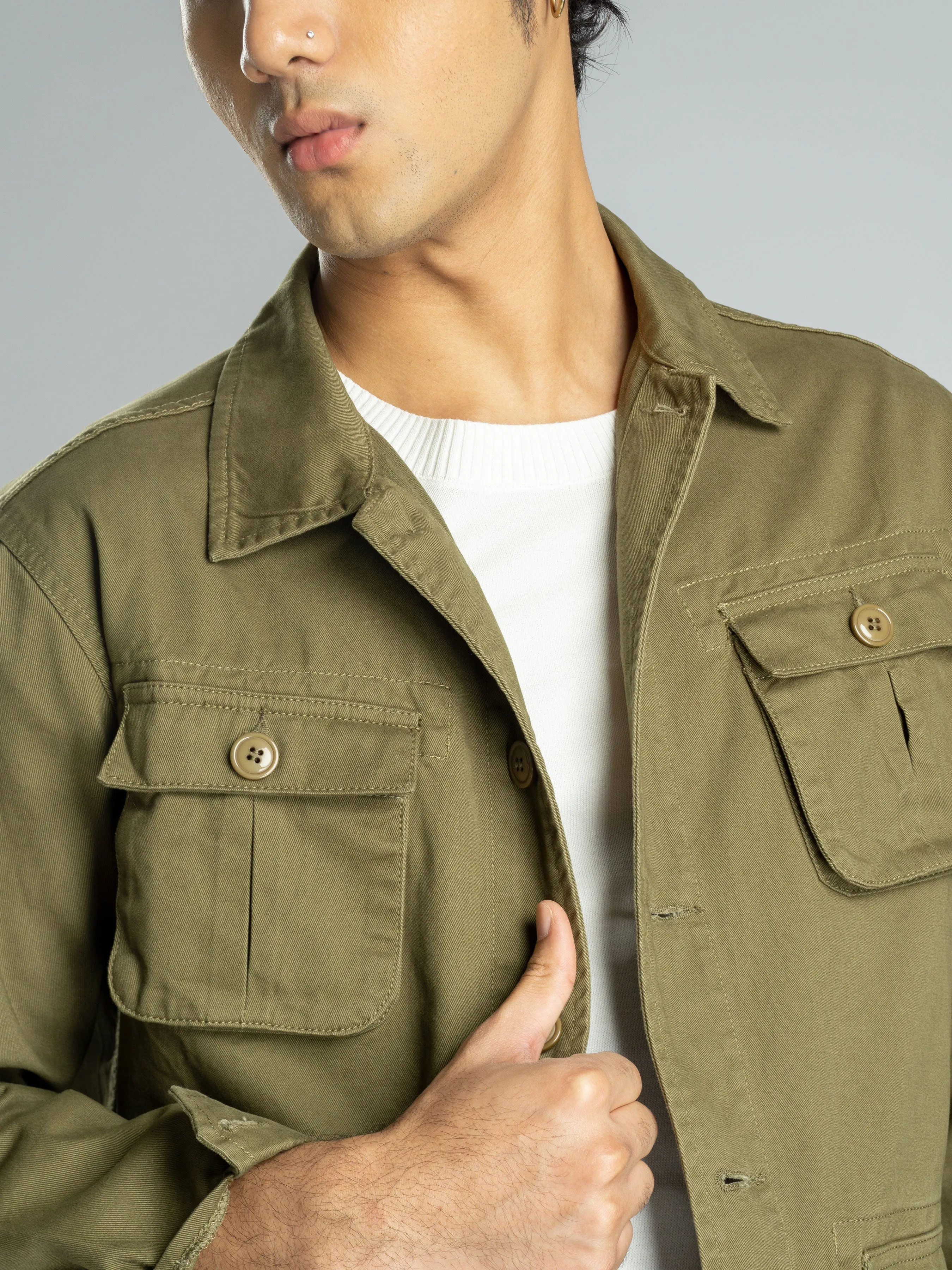 Modern Safari Jacket - Army Green