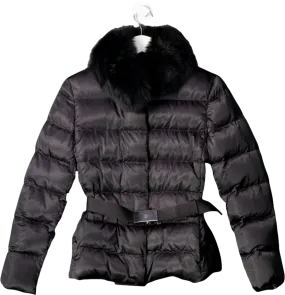 Prada Black Down Jacket With Fur Collar UK 6