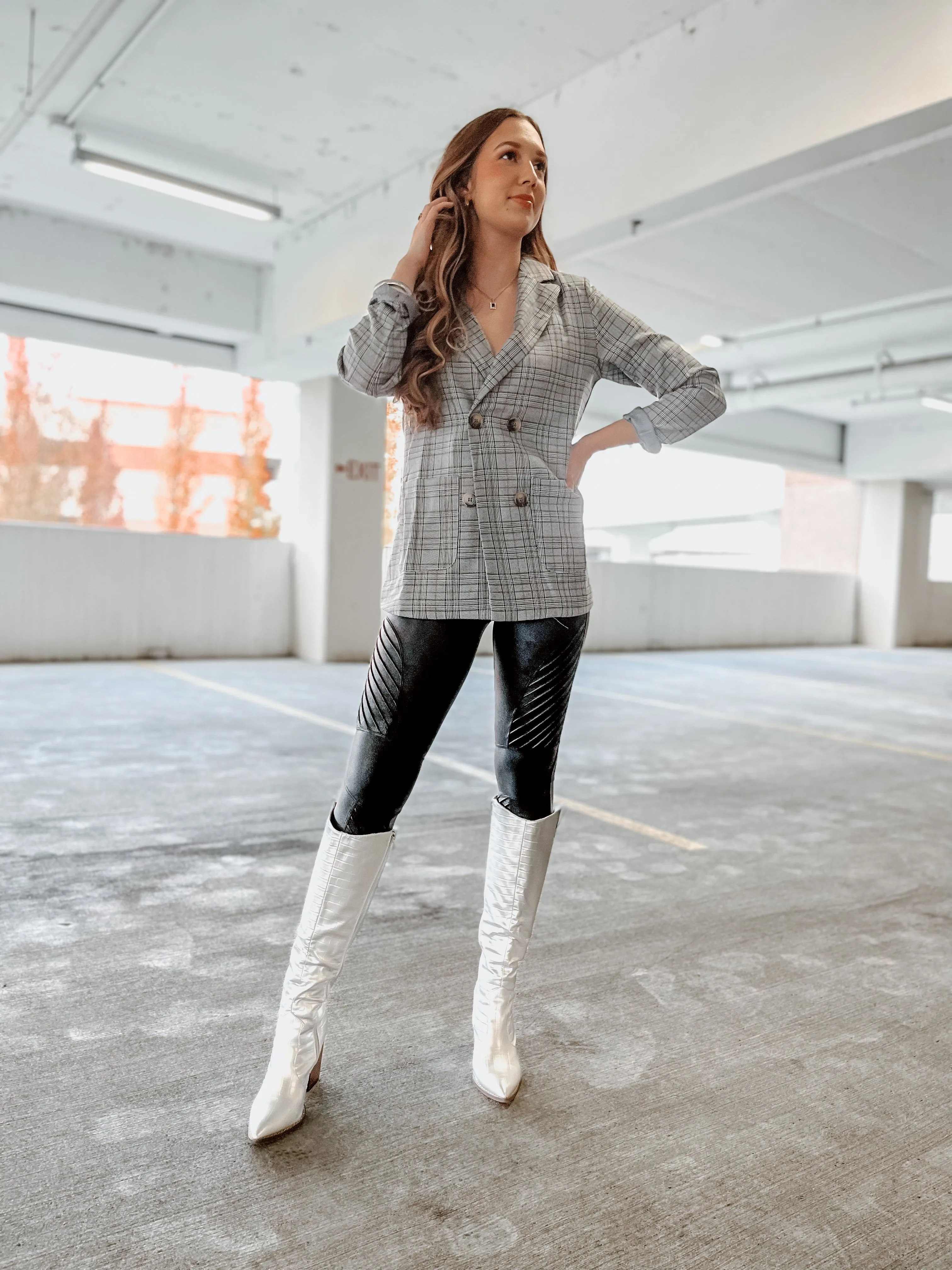 Preptastic Black Grey Plaid Blazer