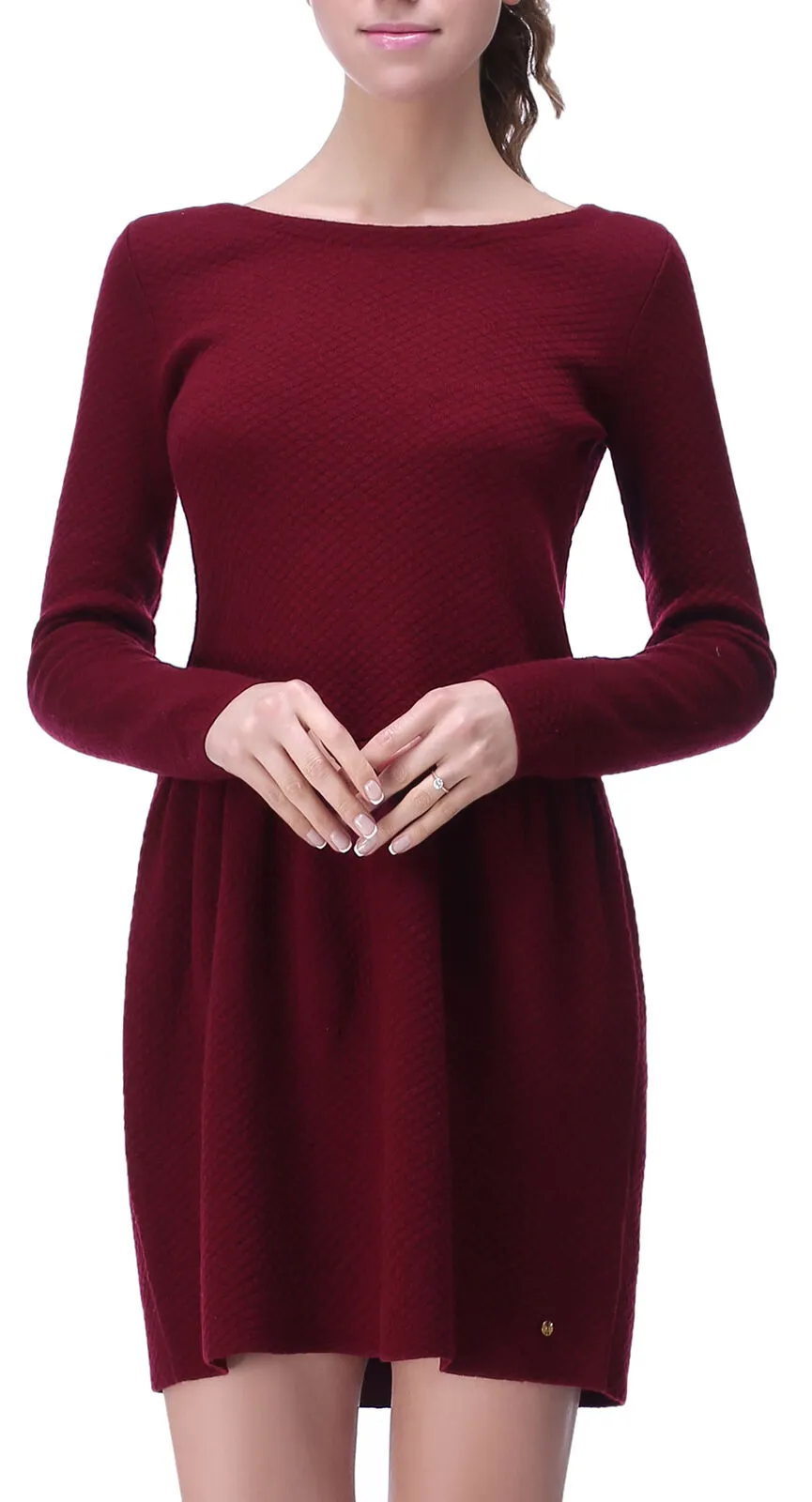 RH Women's Elegant Wool Sweater Dress w/ Zipper Back Top Pullover Blouse RH2060