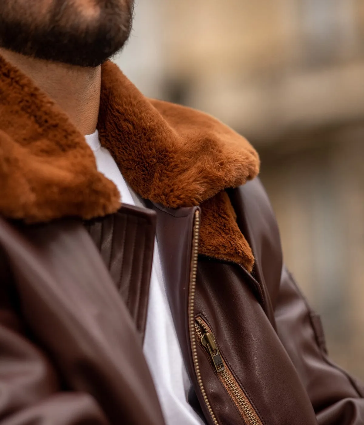 Roland Men's Vegan Leather Bomber Jacket | Maroon