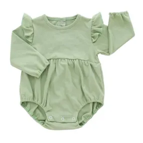 Sage Flutter Sleeve Baby Onesie