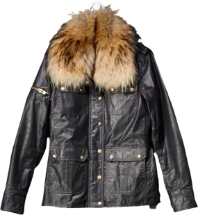 Sam New York Brown Waxed Jacket With Removable Faux Fur Lining And UK S