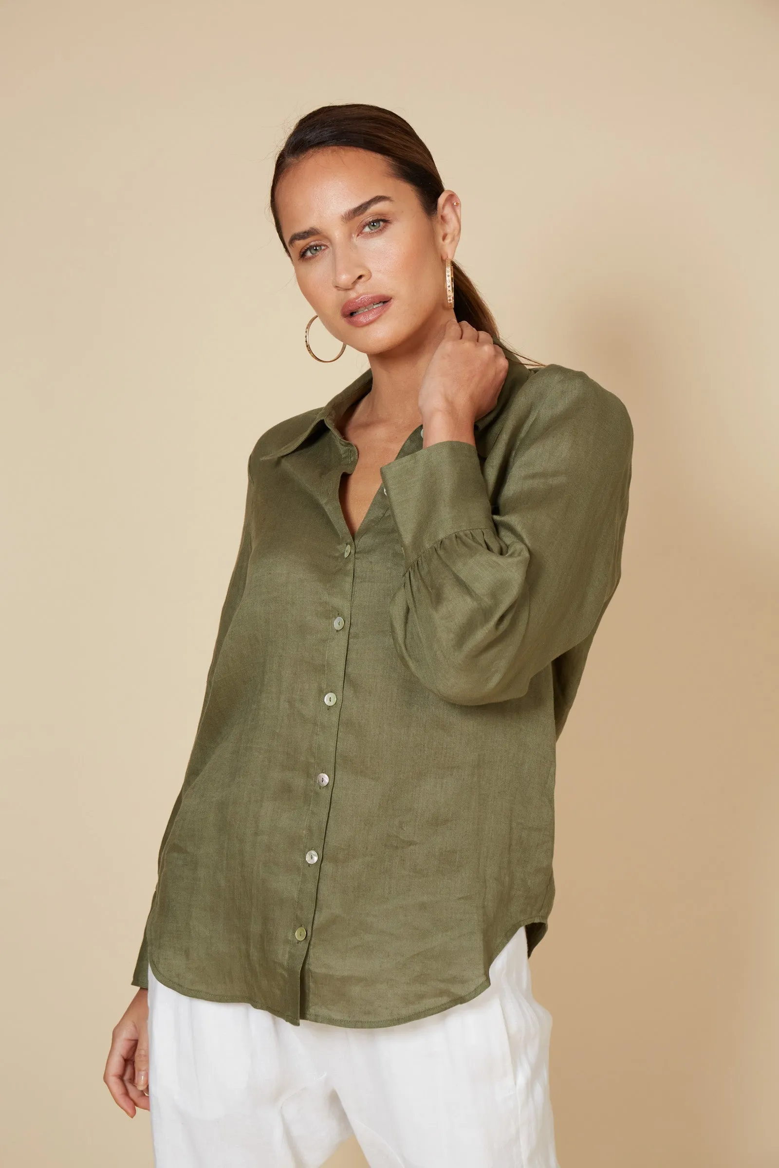 Studio Linen Shirt - Khaki