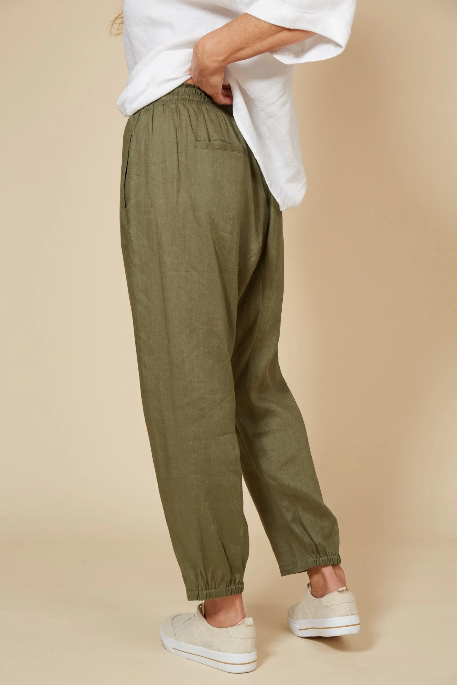 Studio Relaxed Linen Pant - Khaki