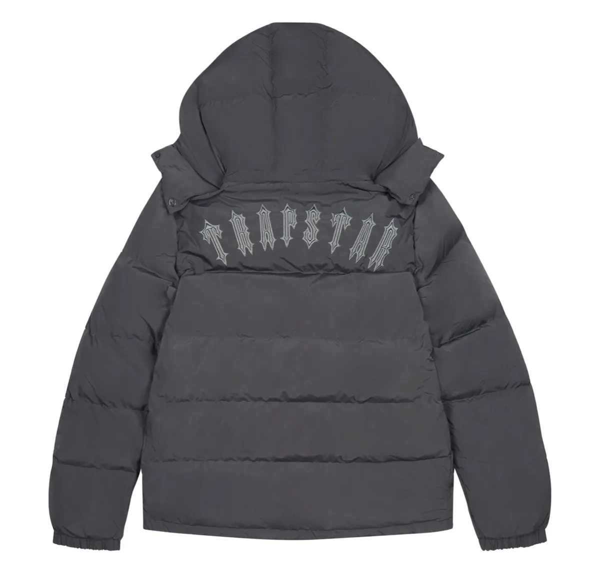 TRAPSTAR IRONGATE DETACHABLE HOODED PUFFER JACKET - STONE GREY