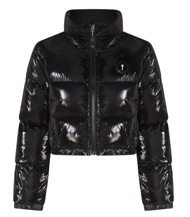 TRAPSTAR WOMEN'S IRONGATE DETACHABLE HOODED PUFFER JACKET - SHINY BLACK