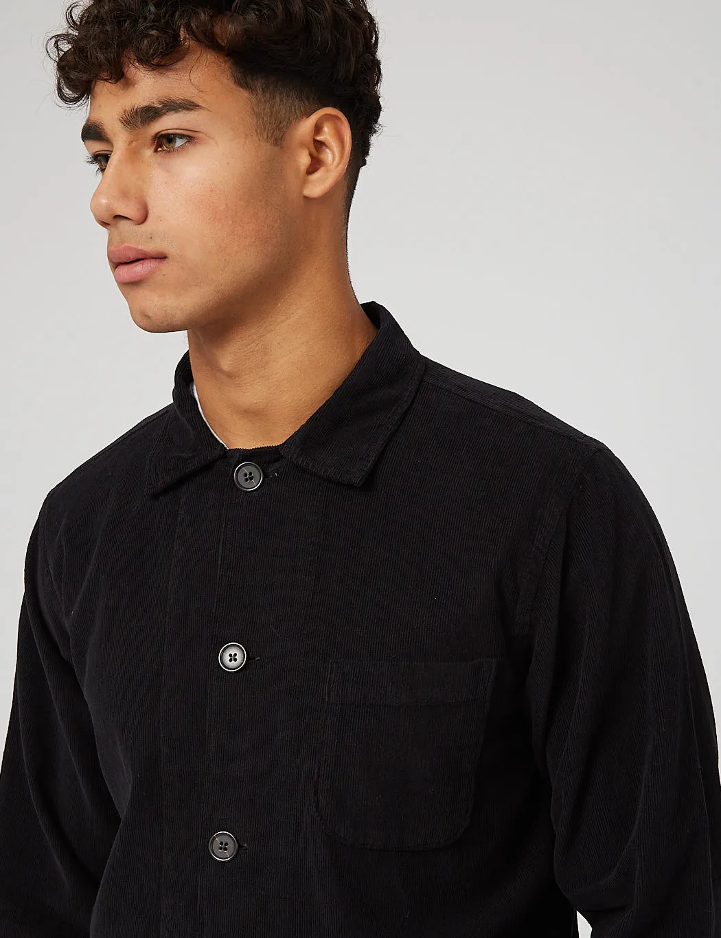 Universal Works Bakers Overshirt (Fine Cord) - Black