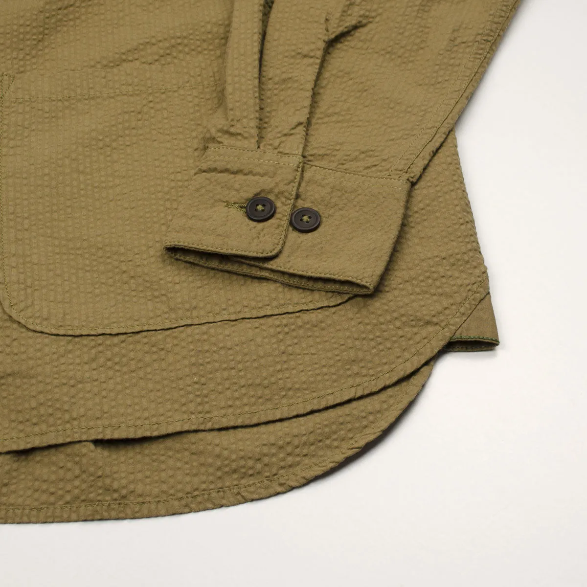 Universal Works - Travail Shirt Cotton Seersucker - Olive