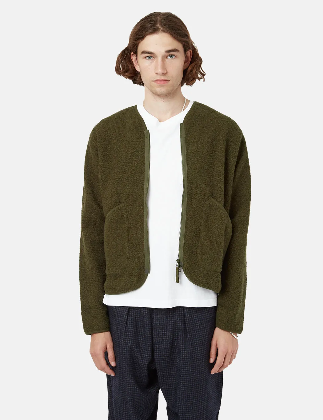 Universal Works Zip Liner Jacket - Olive Green