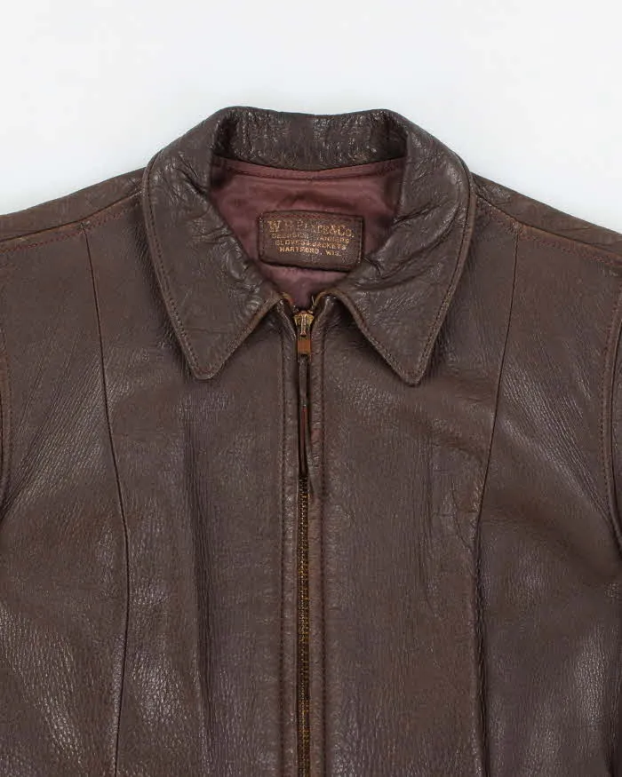 Vintage Woman's Brown Leather Zip Up Jacket - M