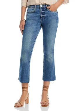 Womens Cropped High Rise Flared Jeans