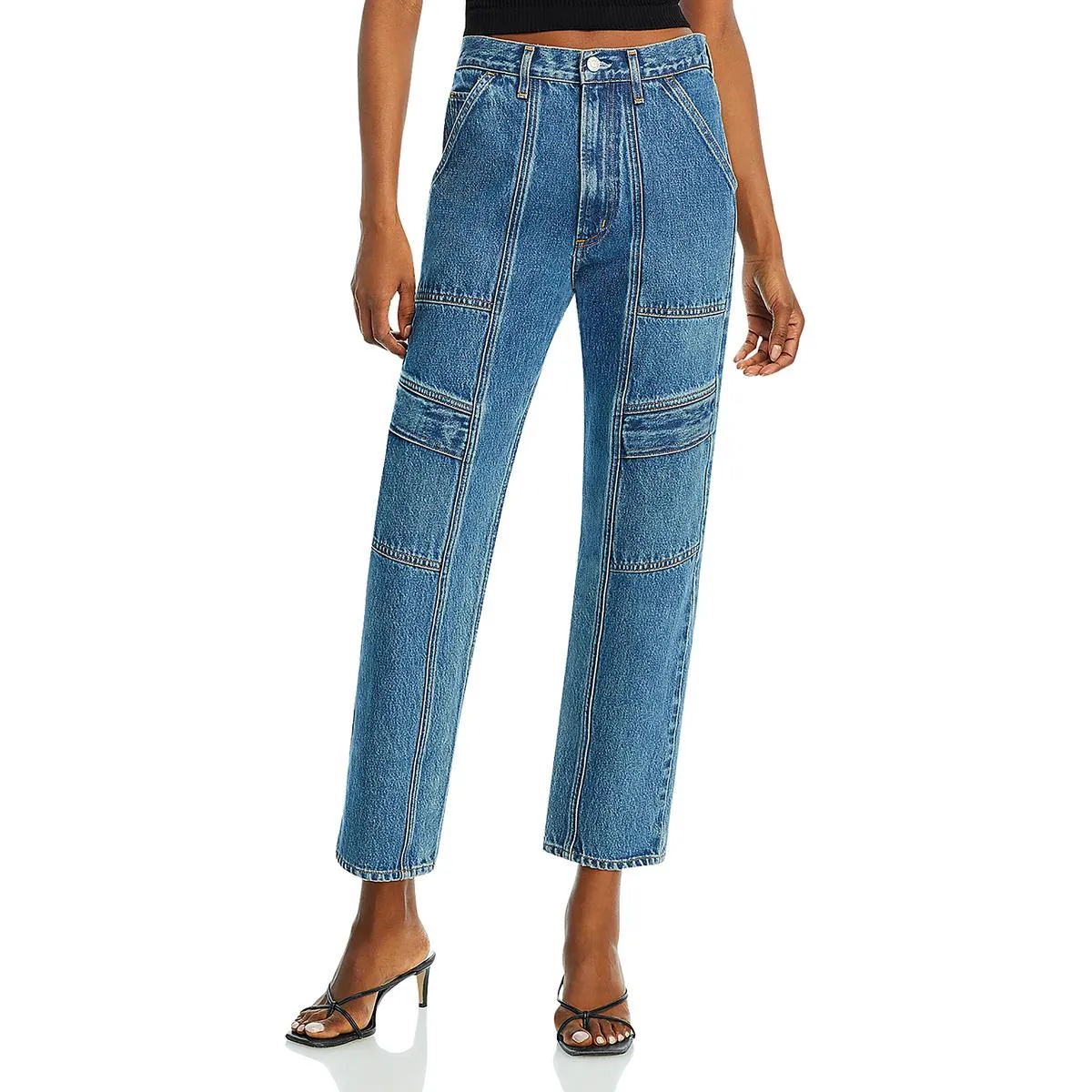 Womens High Rise Ankle Cargo Jeans