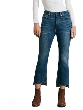 Womens High Rise Raw Hem Ankle Jeans