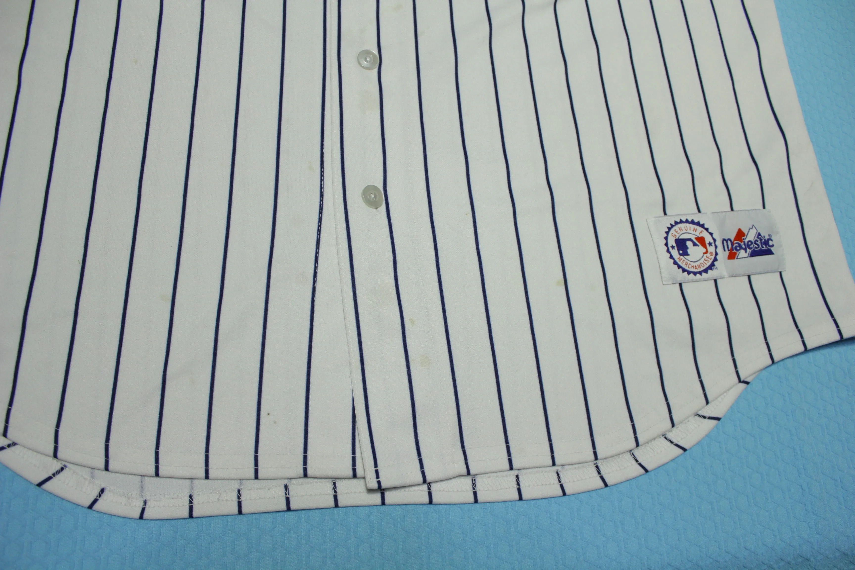 Yankees Blank Button Up Pin Striped Vintage 90's Majestic Made in USA Baseball Jersey